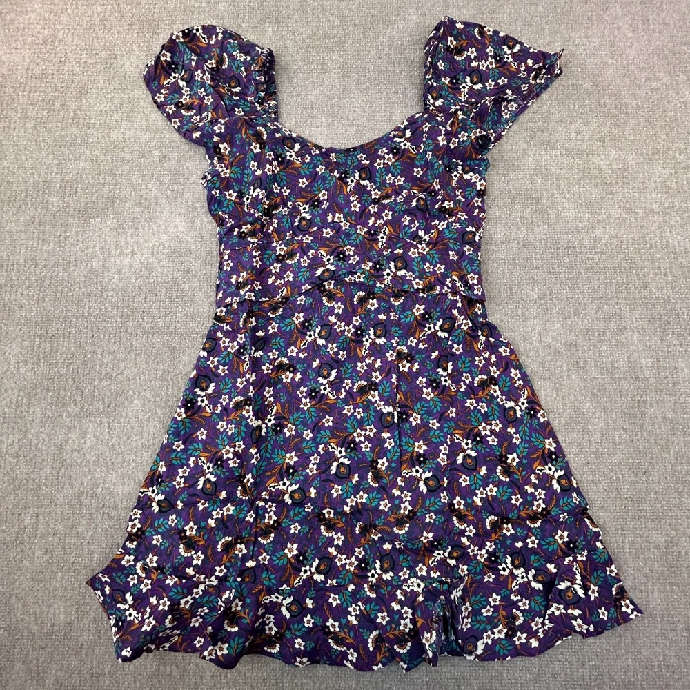 Band Of The Freeโ Coraline Purple Floral Crossover Mini Dress Womens S Back Tie
